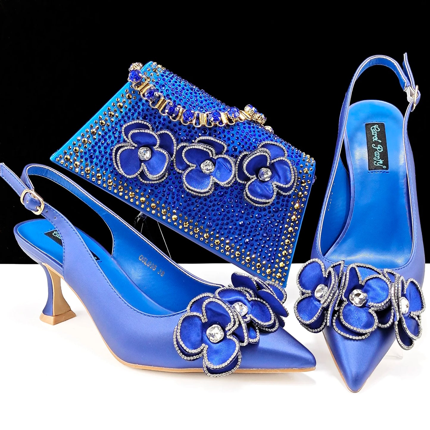 Women’s Pointed Toe Shoes & Bag Set - Floral Decoration, Elegant Party & Daily Wear