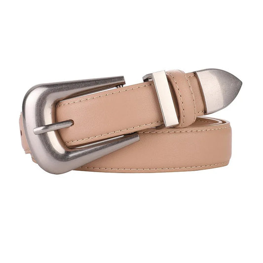 Women’s Genuine Burgundy Leather Belt - Gold Metal Buckle, Luxury Casual Strap for Jeans & Dresses