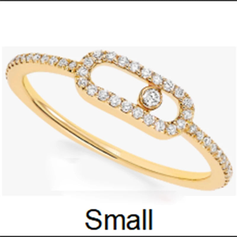 Exquisite Single Diamond Sliding Ring - 925 Sterling Silver Luxury Jewelry