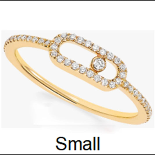 Exquisite Single Diamond Sliding Ring - 925 Sterling Silver Luxury Jewelry