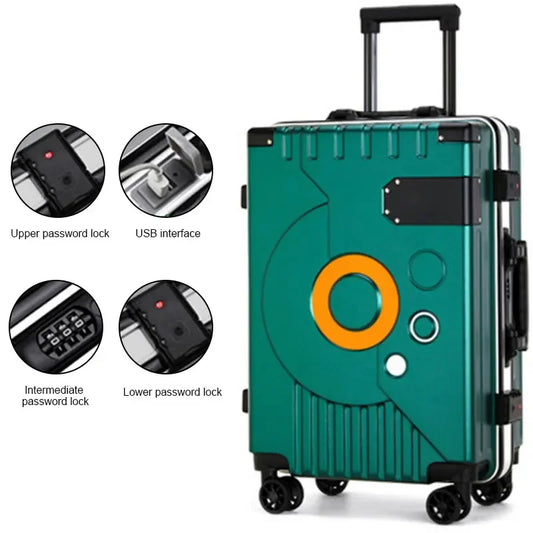 Aluminum Frame Suitcase - Silent Wheels, TSA Lock, Fashion Rolling Trolley Luggage 20/22/24/28 Inch