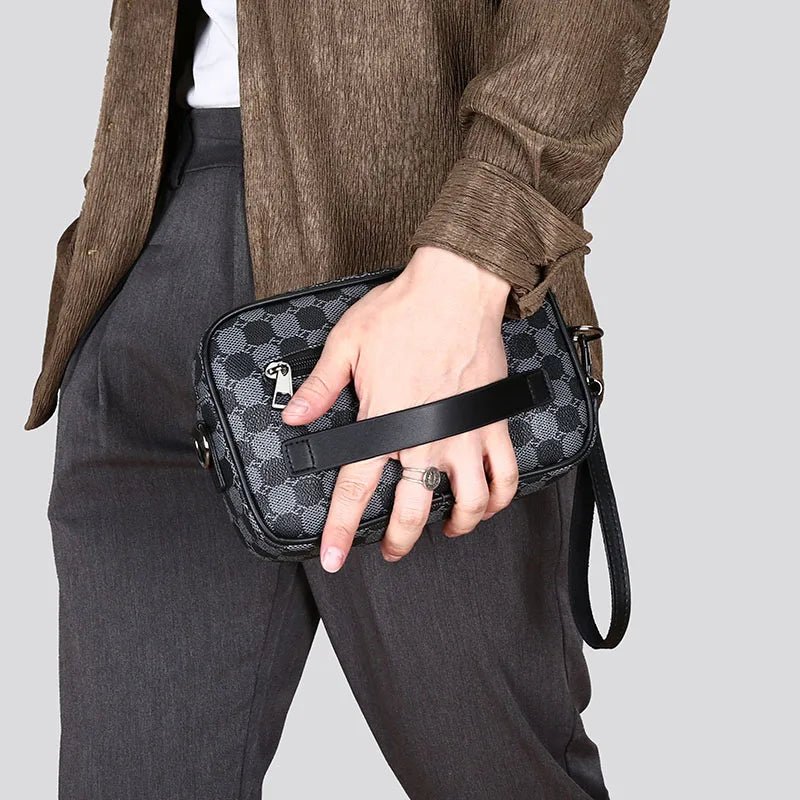 Premium PU Leather Men’s Shoulder Bag | Luxury Business Crossbody Travel Satchel & Phone Clutch