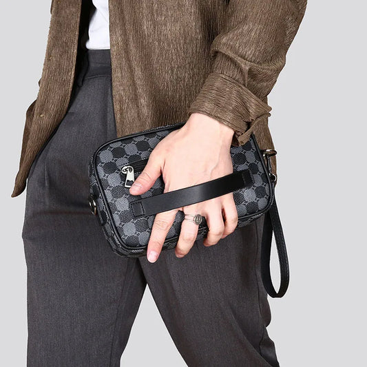 Premium PU Leather Men’s Shoulder Bag | Luxury Business Crossbody Travel Satchel & Phone Clutch