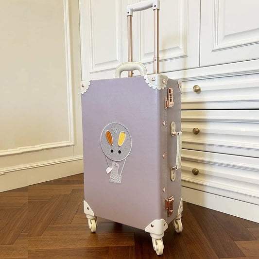 Vintage Style Retro Trolley Luggage - 360° Spinner Wheels Carry-On Suitcase for Women & Men, Pink, 20/22/24/26 Inch