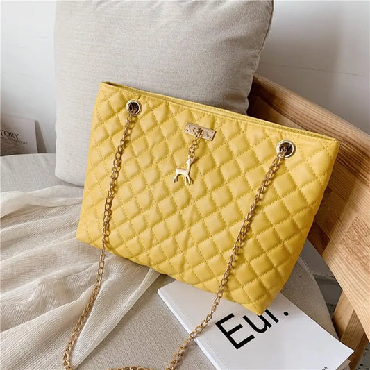 PU Leather Chain Shoulder Bag - Stylish Large-Capacity Handbag & Crossbody for Women