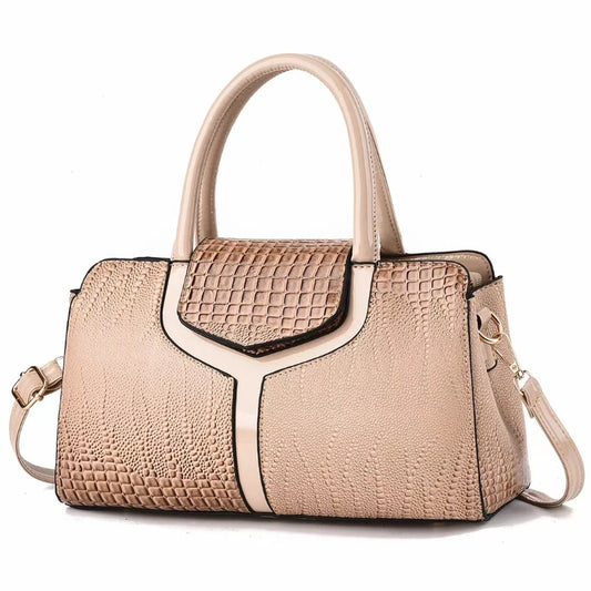Retro Chic Croco Shoulder Tote - Minimalist Large Capacity Handbag for Women