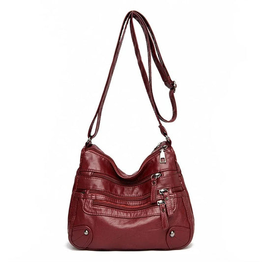 Velira Multi-Pocket Soft Leather Crossbody - Classic Designer Shoulder Bag for Women