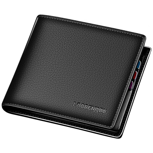 Laorentou Men’s Genuine Leather Short Wallet | Zipper Card Holder & A Perfect Gift