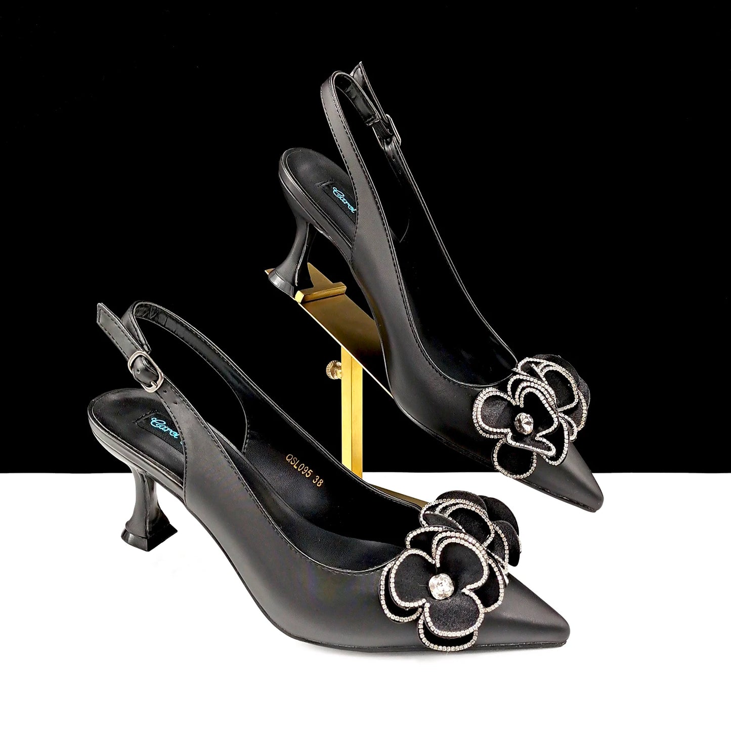 Women’s Pointed Toe Shoes & Bag Set - Floral Decoration, Elegant Party & Daily Wear