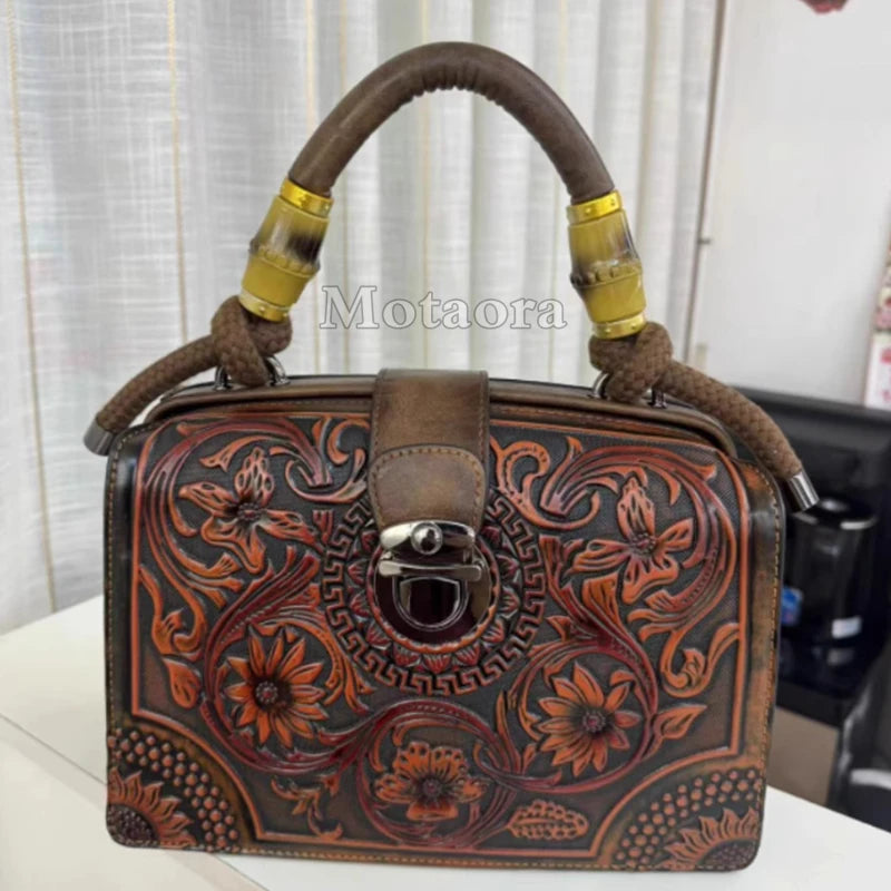 Motaora Vintage Embossed Artisan Shoulder & Crossbody Bag