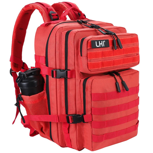 LHI 45L Tactical Backpack for Men & Women - Large Outdoor Sports Hiking Gym Bag with Bottle Holder