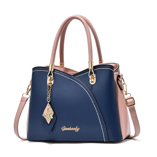 Elancia Patchwork Elegance - Luxury PU Leather Tote & Crossbody Bag for Women