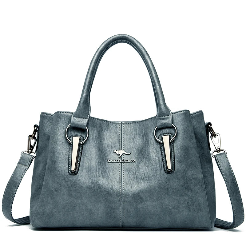 Triluxe Soft Leather Crossbody - Elegant 3-Layer Shoulder Handbag for Women