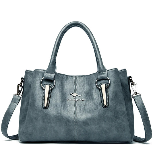 Triluxe Soft Leather Crossbody - Elegant 3-Layer Shoulder Handbag for Women