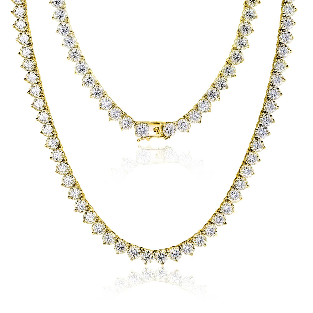 3-Claw D Color VVS1 Moissanite Tennis Necklace – 3mm / 4mm / 5mm GRA Certified Lab Diamond Chain, Solid 925 Sterling Silver Unisex Fine Jewelry