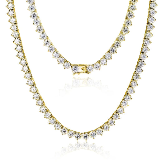 3-Claw D Color VVS1 Moissanite Tennis Necklace – 3mm / 4mm / 5mm GRA Certified Lab Diamond Chain, Solid 925 Sterling Silver Unisex Fine Jewelry