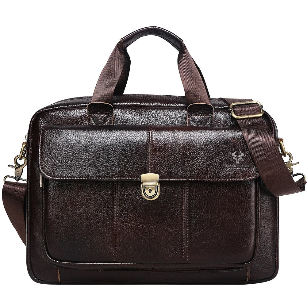 Men's Genuine Leather 15 Inch Laptop Briefcase Multifunctional Handbag Business Bag For Computer Men's Satchel Bag