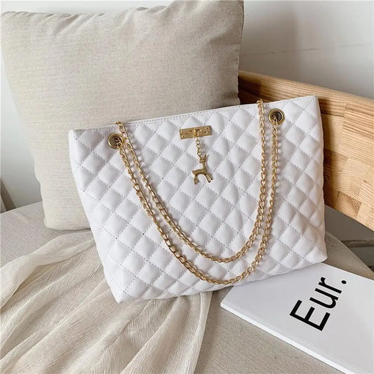PU Leather Chain Shoulder Bag - Stylish Large-Capacity Handbag & Crossbody for Women