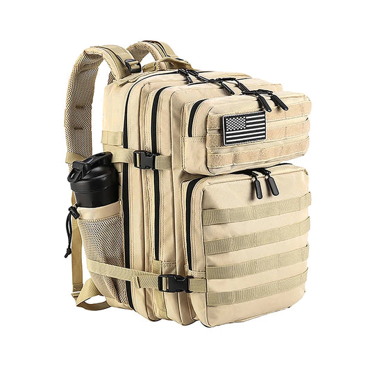 LHI 45L Tactical Backpack for Men & Women - Large Outdoor Sports Hiking Gym Bag with Bottle Holder