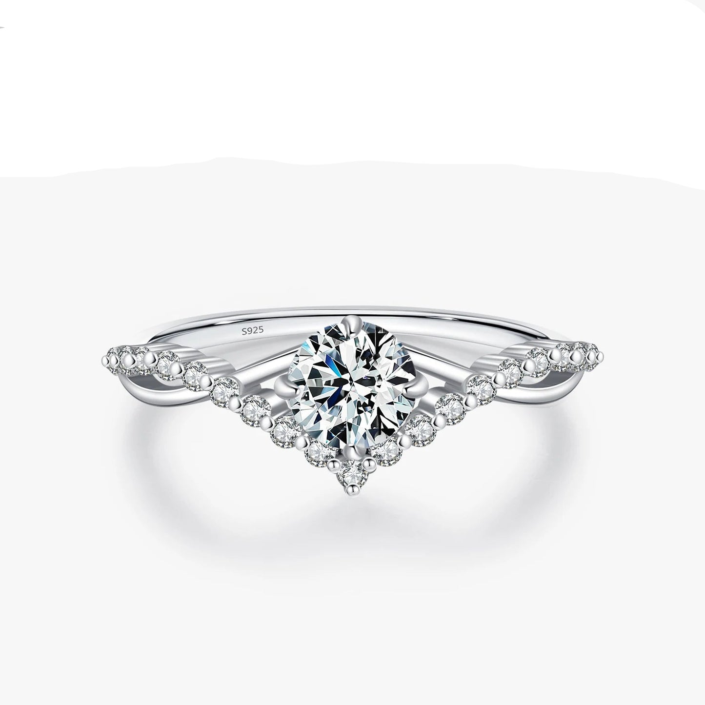 MODIAN Crown D Color Moissanite Ring – Delicate Lab Diamond 925 Sterling Silver Wedding & Engagement Jewelry