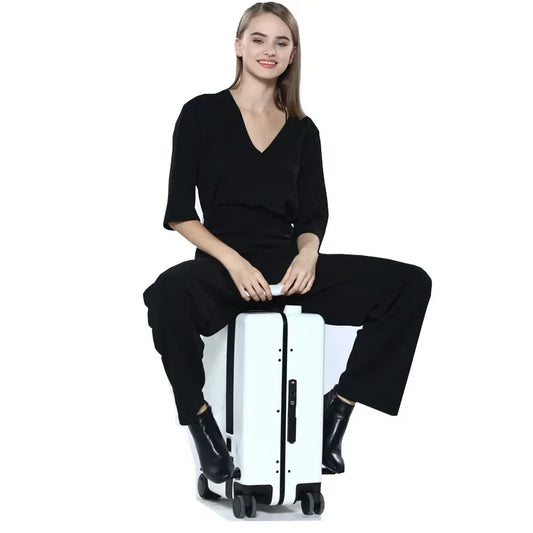Hard Shell Smart Ride-On Suitcase | Auto-Follow Electric Motor Luggage Scooter for Travel