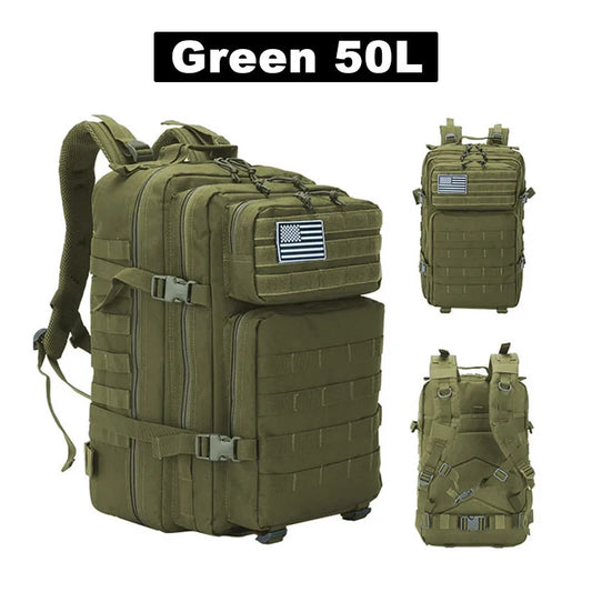 50L Tactical Backpack for Men - Waterproof Large Capacity Travel & Outdoor Sports Rucksack