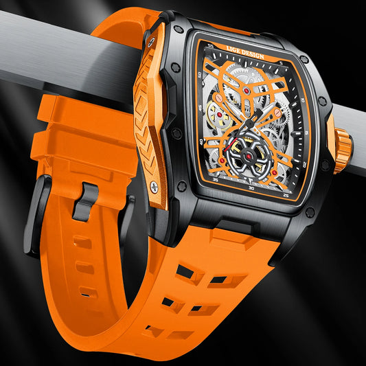 LIGE Men’s Skeleton Mechanical Watch - Luxury Automatic Timepiece, Luminous Dial, 30M Waterproof Wristwatch