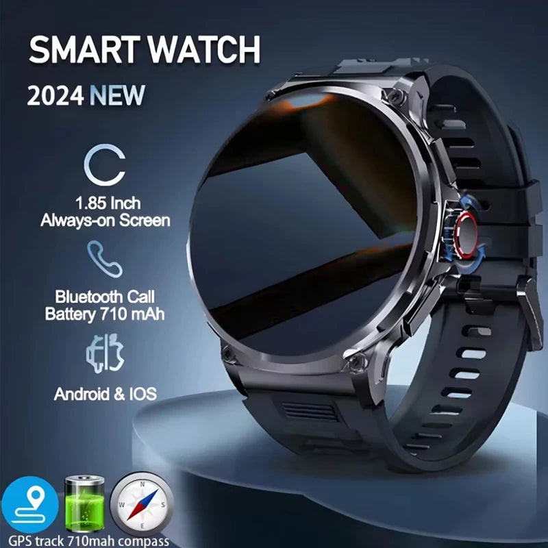 Premium GPS Smartwatch for Men - 1.85-Inch HD AMOLED Screen, 710mAh Battery, Sport & Bluetooth Call Function