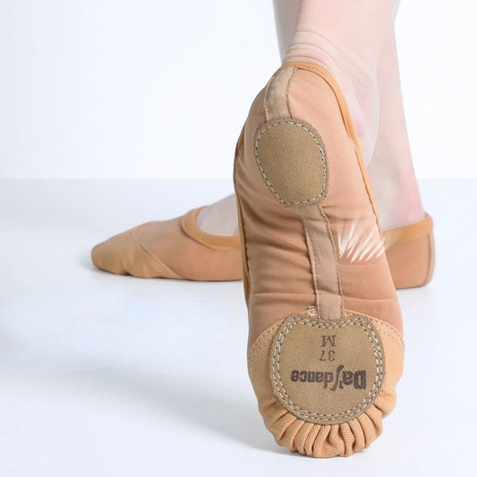 Women’s Elastic Mesh Ballet Shoes - Soft Split-Sole Ballerina Slippers, Breathable Dance Shoes