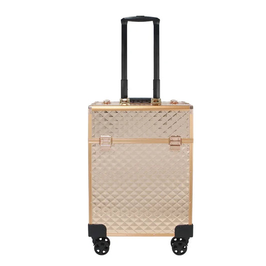 Luxury Rolling Makeup Trolley - Portable Professional Cosmetic Luggage with Wheels for Women, Manicure & Travel Use