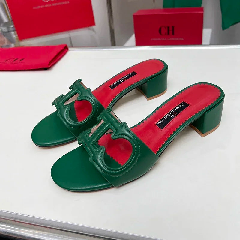 Luxury Stiletto Mules with Red Sole - Women’s Pointed Toe Heels for Office & Summer Parties