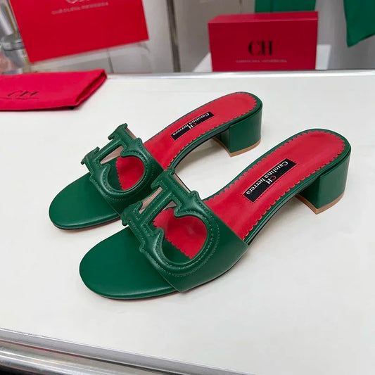 Luxury Stiletto Mules with Red Sole - Women’s Pointed Toe Heels for Office & Summer Parties