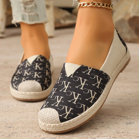 Letter Fisherman Loafers - Knitted Graffiti Sneakers, Casual Breathable Plaid Shoes for Women