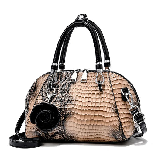 Solene Mini Croco Shell Tote - Chic Yellow Shoulder Bag for Women