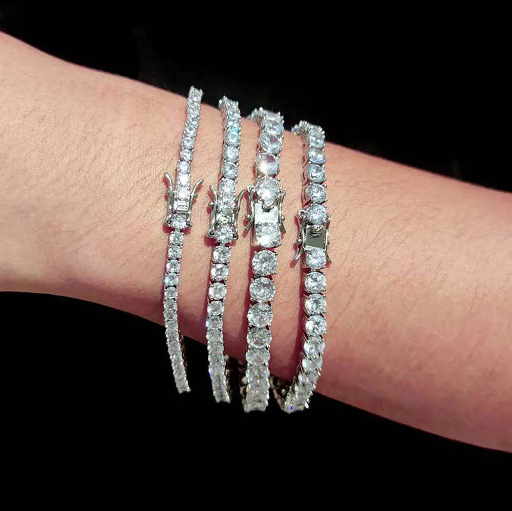 Iced Out Bling CZ Tennis Bracelet - Luxury 5A Cubic Zirconia Hand Chain for Women