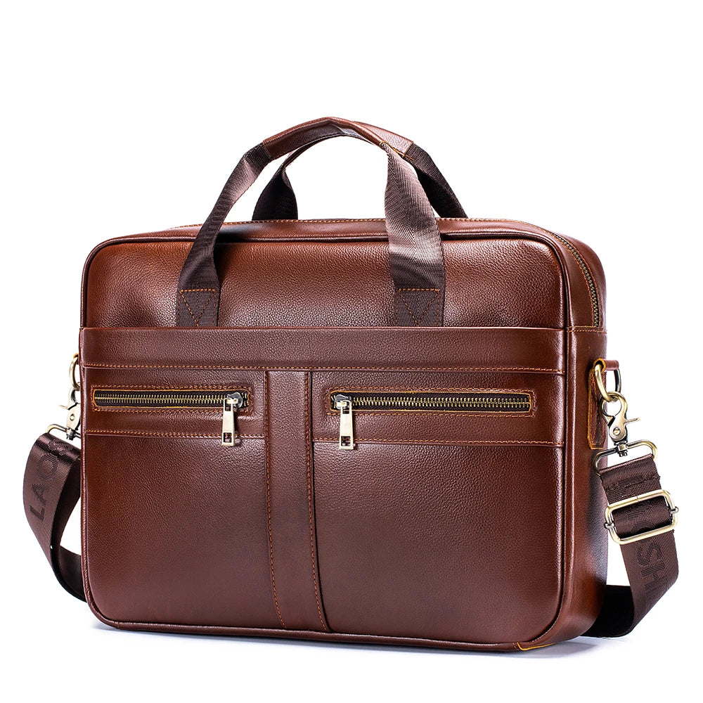 Hot-Selling Men’s Leather Briefcase | Top Layer Cowhide Handbag 15-Inch Laptop & File Bag