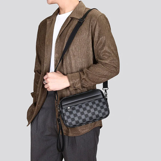 Premium PU Leather Men’s Shoulder Bag | Luxury Business Crossbody Travel Satchel & Phone Clutch
