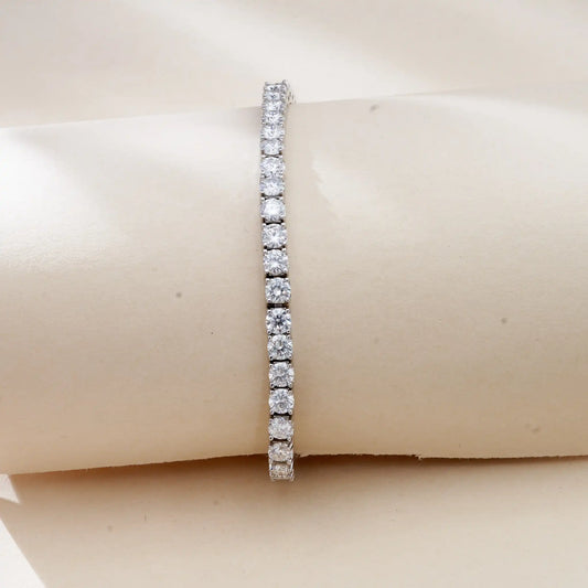 Real GRA-Certified D Color 4MM Moissanite Tennis Bracelet - 925 Sterling Silver Diamond Jewelry for Women