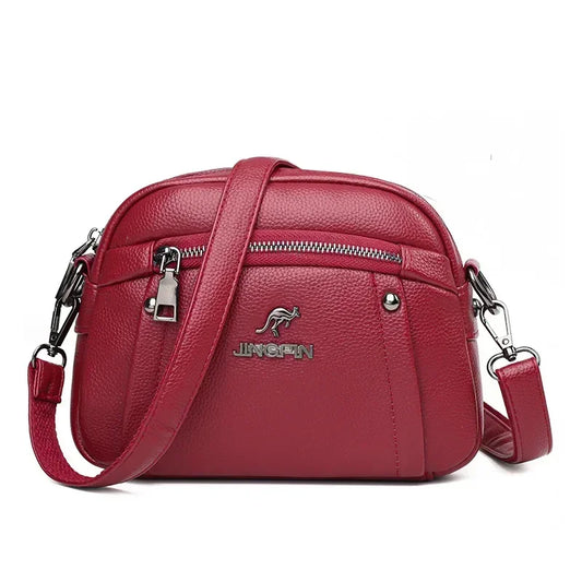LuxeLayer Soft Leather Crossbody - Elegant Multi-Compartment Shoulder Bag for Women