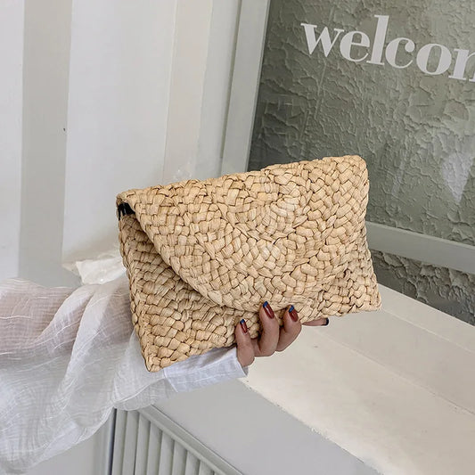 Soléa Straw Weave Clutch - Summer Casual Vacation Purse for Women