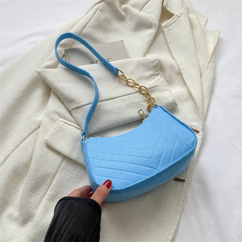 LunaFelt Mini Crescent - Fashion Shoulder & Underarm Saddle Bag for Women