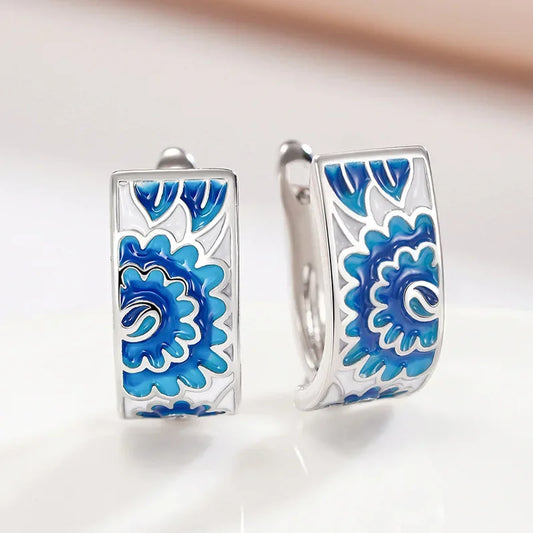 Elegant Handmade Enamel Earrings - Artistic Oil Drip Design, Minimalist Luxury Jewelry for Women