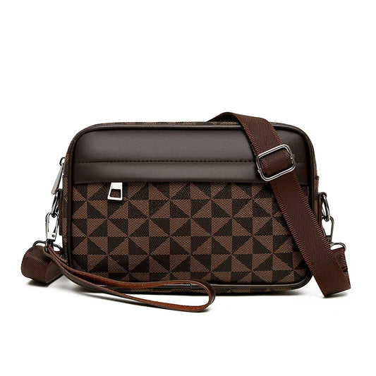 Premium PU Leather Men’s Shoulder Bag | Luxury Business Crossbody Travel Satchel & Phone Clutch