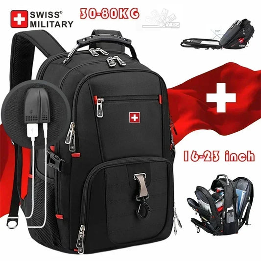 Swiss 17" Laptop Backpack - Waterproof Swiss-Style Multifunctional Travel Bag with USB Charging Port