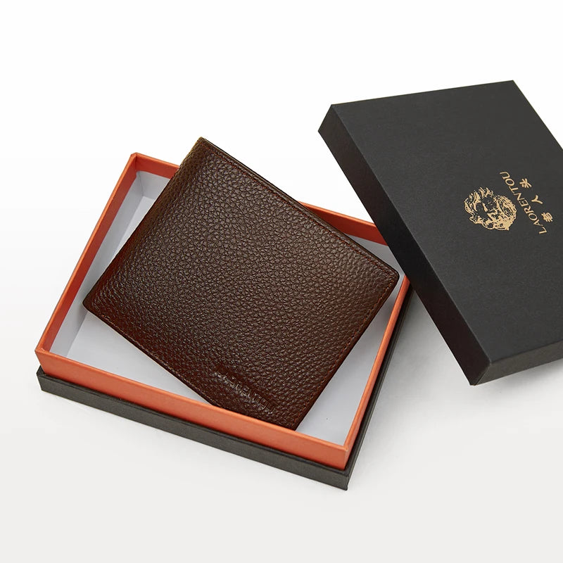 Laorentou Men’s Genuine Leather Short Wallet | Zipper Card Holder & A Perfect Gift