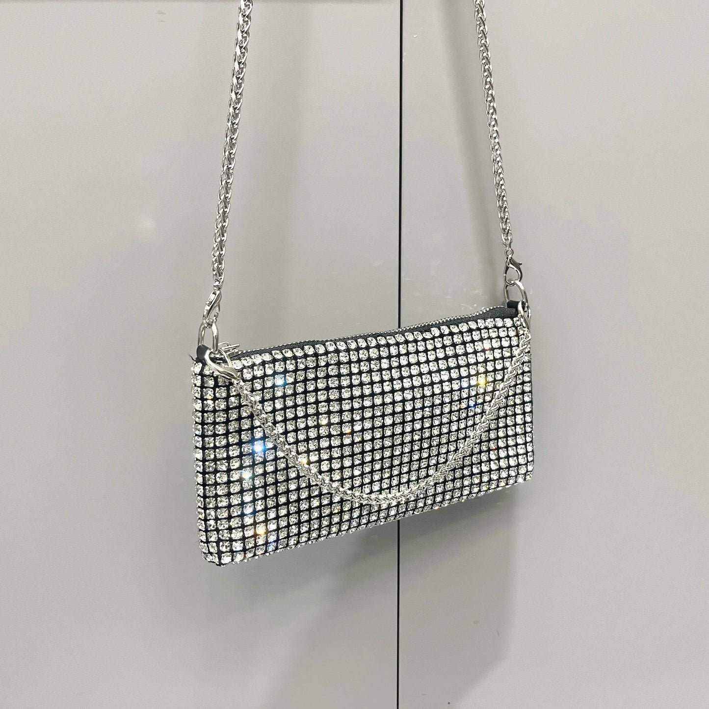 Luxury Designer Rhinestone Clutch - Women's Evening Handbag with Handle & Shoulder Strap