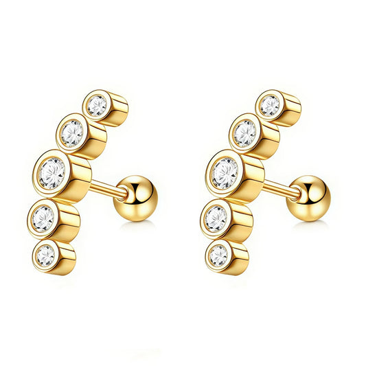 Beautiful Screw Back Cubic Zirconia Stud Earrings - Luxury Cartilage, Conch & Helix Piercing Jewelry for Women