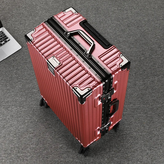 Durable Aluminum Frame Travel Suitcase - 20/26/28/30 Inch Wheeled Luggage with Password Lock & Large Capacity