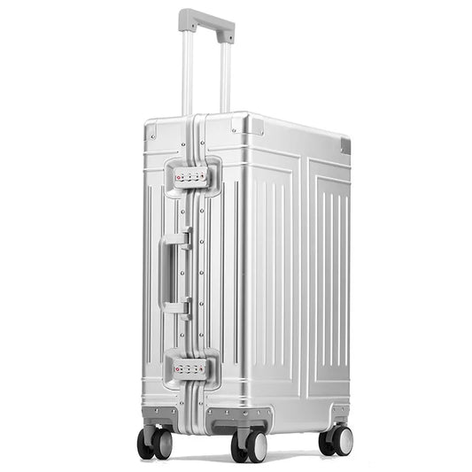 100% Aluminum-Magnesium Alloy Travel Suitcase - Premium Rolling Trolley Luggage 20/24/28 Inch Carry-On Cabin