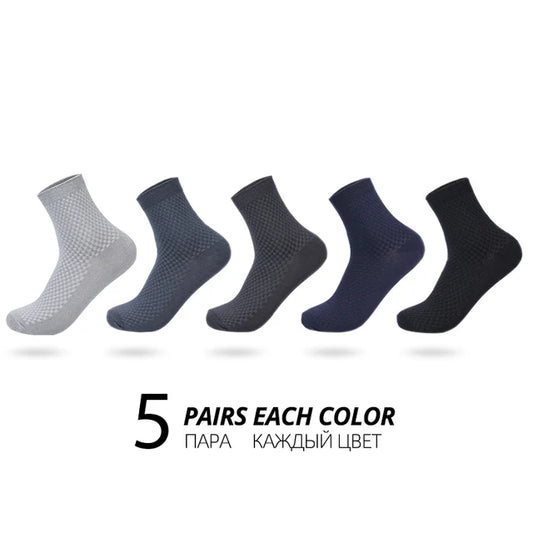 Men’s Business Casual Socks - 5/10/15 Pairs, Mid-Calf Compression Dress Socks for Spring & Autumn